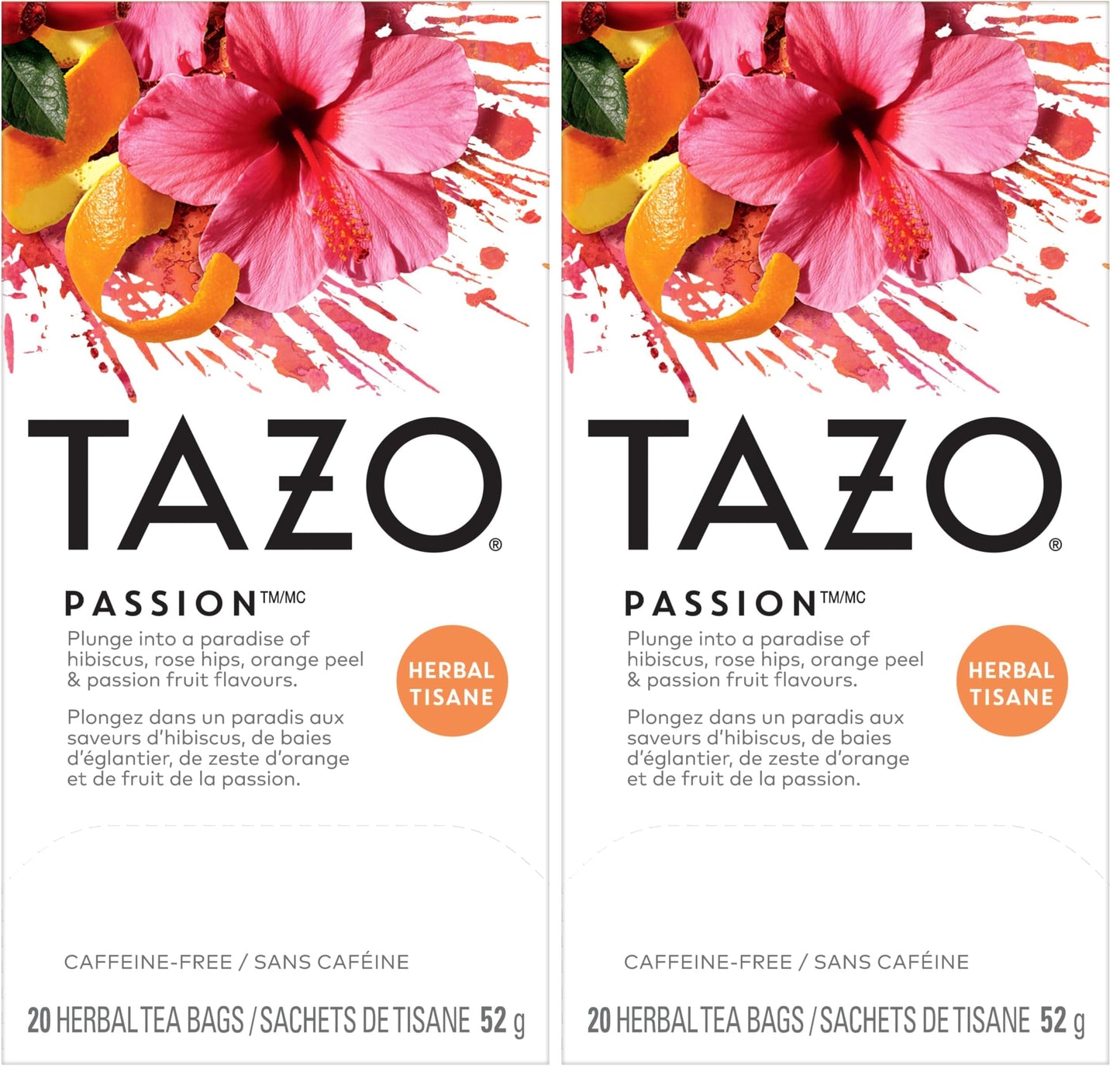 TAZO Passion Herbal Tea Bags – Gentle Hibiscus Blend Suitable for After School Warm Cup Routine