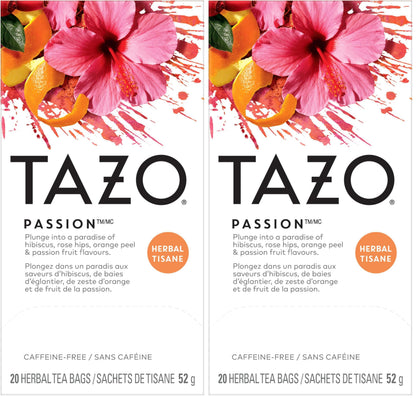 TAZO Passion Herbal Tea Bags – Gentle Hibiscus Blend Suitable for After School Warm Cup Routine