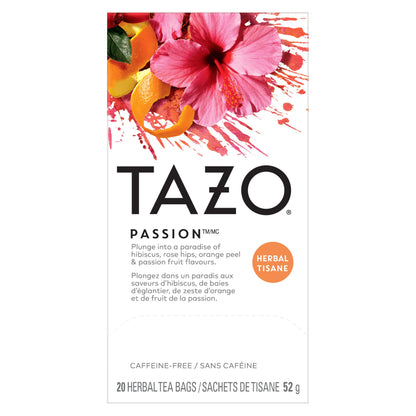 TAZO Passion Herbal Tea Bags – Gentle Hibiscus Blend Suitable for After School Warm Cup Routine