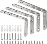 YUMORE L Bracket Pack of 4 – Solid Stainless Steel Corner Brace for Outdoor Tool Wall Mounts and Garage Storage