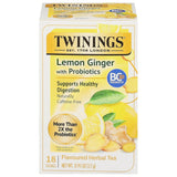 Twinings Superblends Probiotics+ Lemon & Ginger Tea – Post-Meal Soothing Herbal Brew for Sensitive Stomachs, 18 Teabags