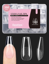 Beetles Gel Nail Tips Flat-X – Coffin Press-On Nail Extension Gift Set for Her, 16 Pre-Numbered Sizes for Custom Fit DIY Manicure