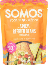 SOMOS Spicy Refried Beans – Meeting Lunch Backup for Office Breakrooms, Shelf-Stable Vegan Pouch