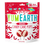 YumEarth Organic Candy Cane Lollipops - Safe Holiday Treat for Kids' Room Party, Top 9 Allergen Free Peppermint Lollipops, 30 Count