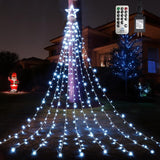 WBao Christmas Lights Gift Set for Neighbors and Friends, 344 LED Waterfall Star Display with Metal Stakes and Ready-to-Give Packaging