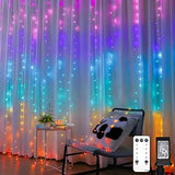suddus LED Curtain Lights with Remote – Romantic Valentine's Day Gift for Her, 9.8x9.8ft 300 LED Warm White with Dimmable Modes