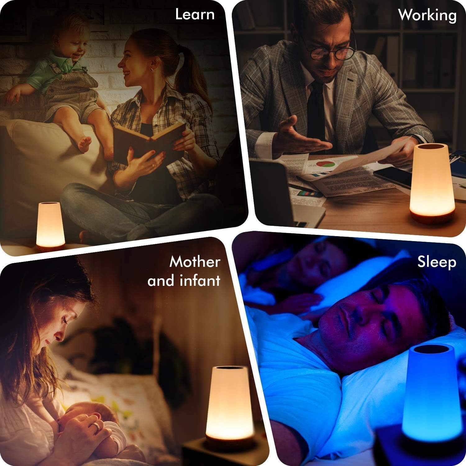 THAUSDAS Self-Care Night Light for Bath Time and Journaling – Flicker-Free Eye-Caring Touch Lamp with Timer for Soothing Personal Wellness Moments