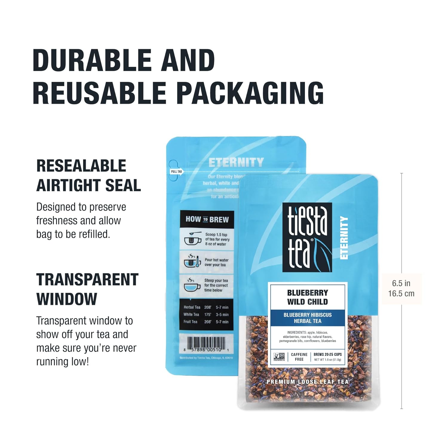 Tiesta Tea Blueberry Wild Child Premium Tea – Ready-to-Give Present for Tea Enthusiasts and Office Gift Exchanges, Decorative Pouch