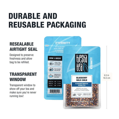 Tiesta Tea Blueberry Wild Child Premium Tea – Ready-to-Give Present for Tea Enthusiasts and Office Gift Exchanges, Decorative Pouch
