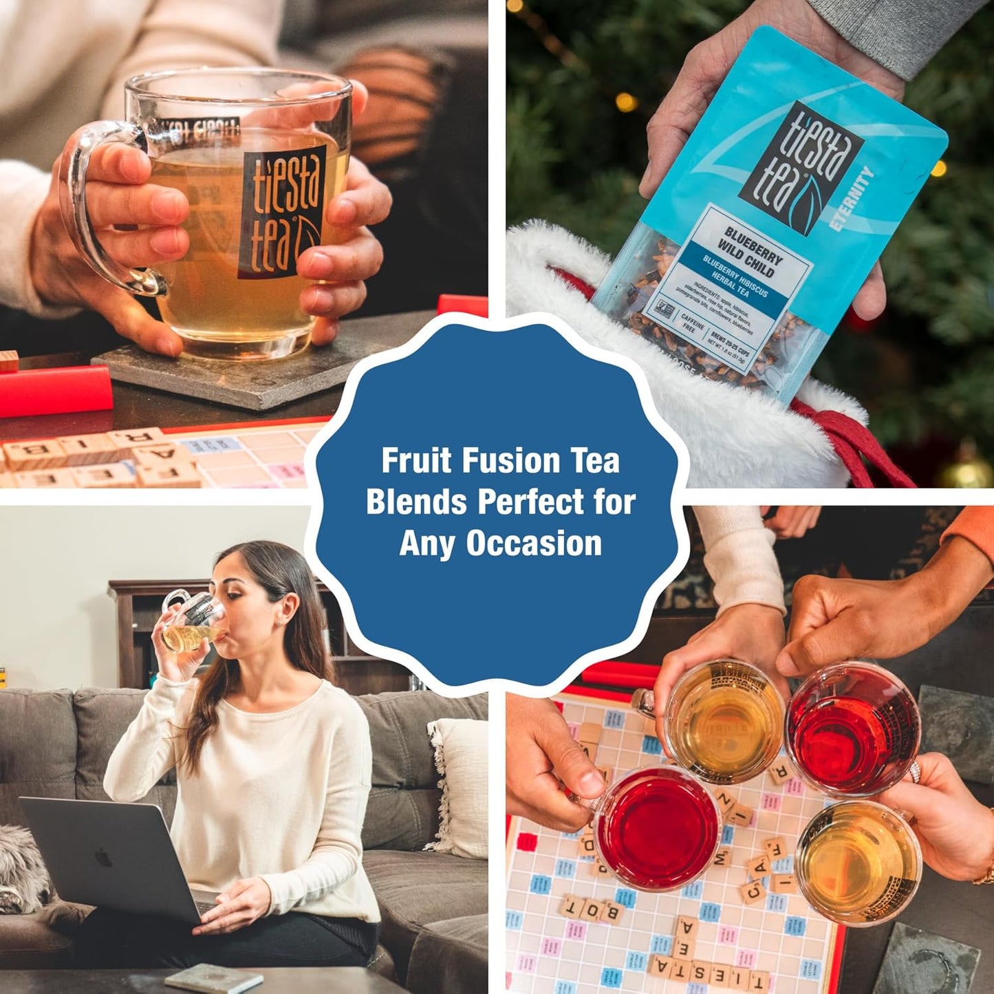 Tiesta Tea Blueberry Wild Child Premium Tea – Ready-to-Give Present for Tea Enthusiasts and Office Gift Exchanges, Decorative Pouch