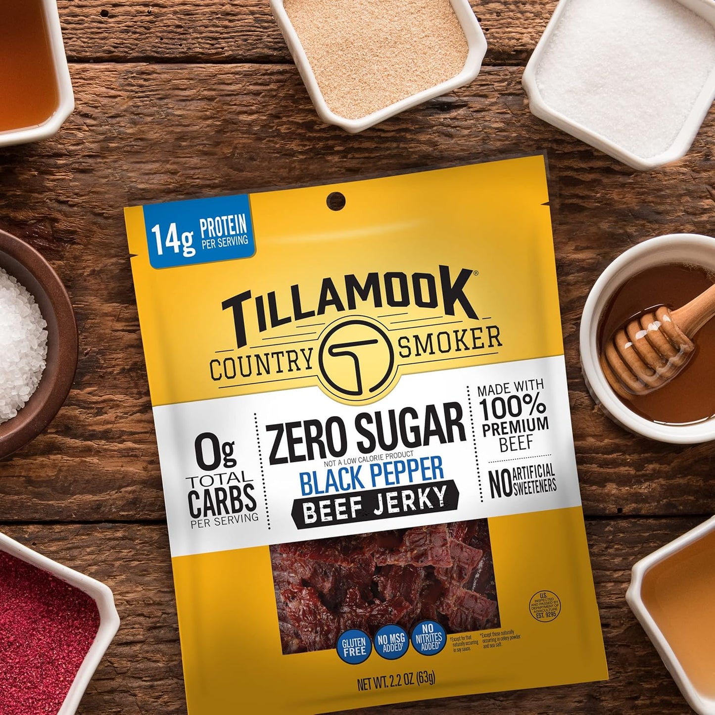 Tillamook Country Smoker Keto Friendly Zero Sugar Beef Jerky, Black Pepper, 6.5 Ounce — Shelf-Stable Trail Protein for Hikers and Hunters