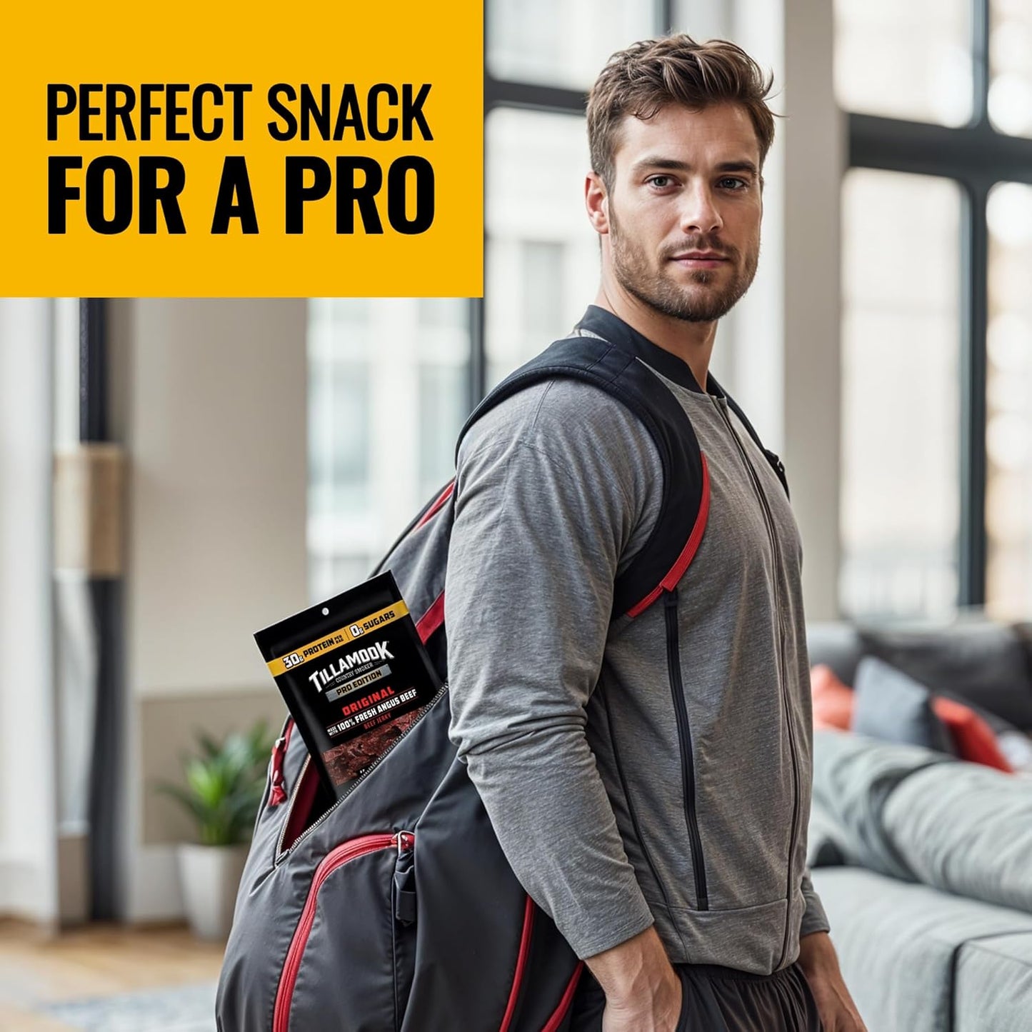 Tillamook Country Smoker PRO Edition Beef Jerky, 30g Protein No Sugar Added, 2.14 Oz Ready-to-Eat Pack Supporting Keto, Diabetic-Friendly and Clean-Label Lifestyles