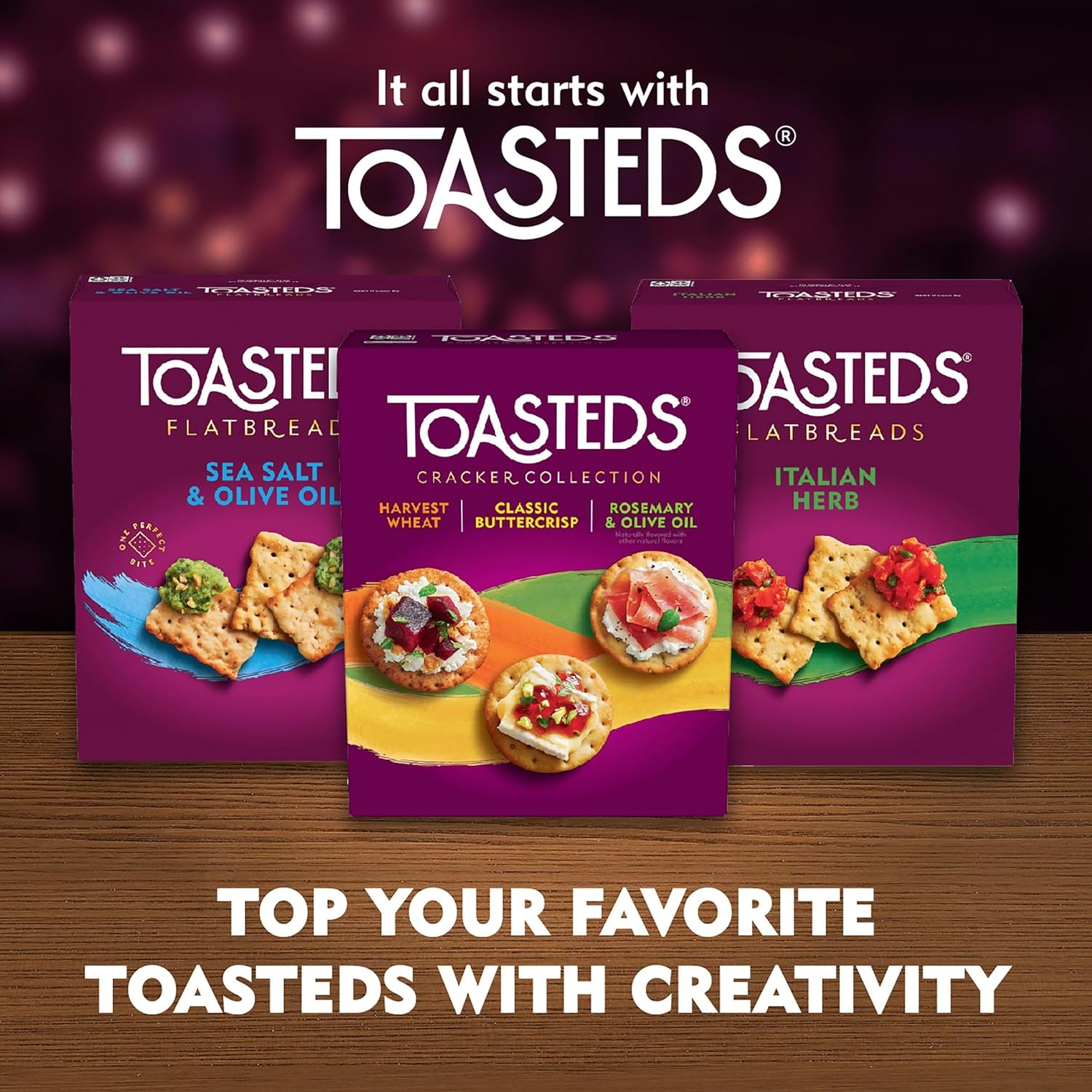 Toasteds Crackers Three-Flavor Box – Kid-Friendly Lunchbox Addition for School and Home, 12oz