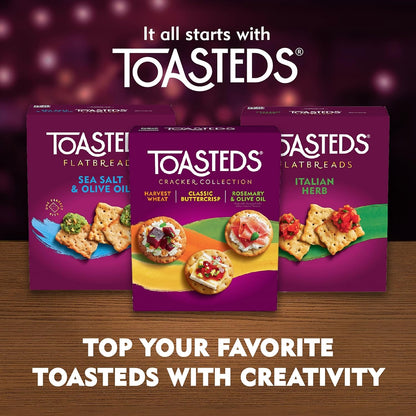 Toasteds Crackers Three-Flavor Box – Kid-Friendly Lunchbox Addition for School and Home, 12oz