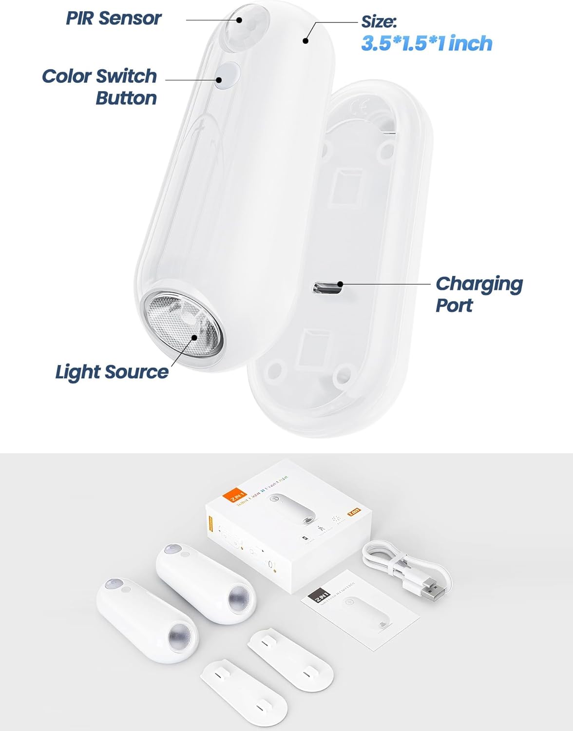 Toilet Bowl Light Motion Sensor – Hands-Free Safety Light for Dark Hallways, Rechargeable USB-C
