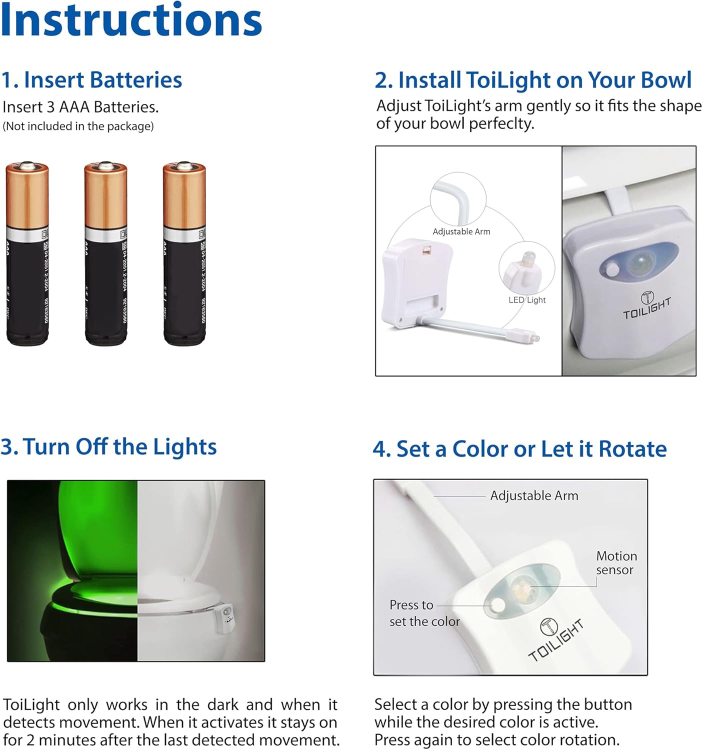 ToiLight Glow in the Dark Toilet Light – Fun Bedroom Adjacent Night Light for Kids Scared of the Dark