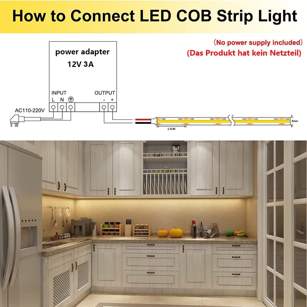 TOPAI Neutral Tone COB LED Strip Light for Less-Is-More Interiors, Dimmable 4000K Natural White Strip for Calm Bedrooms and Studies