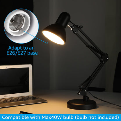 TORCHSTAR Matte Black Desk Lamp with Clamp – Decorative Adjustable Light for Craft Room and Window Sill