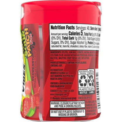 Trident Vibes SOUR PATCH KIDS Blue Raspberry Sugar-Free Chewing Gum – Road Trip and Car Cup Holder Travel Pack, 4 Bottles