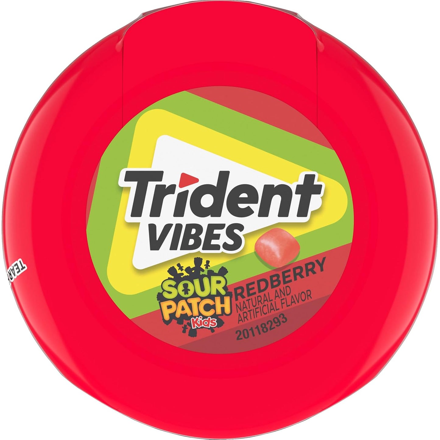 Trident Vibes SOUR PATCH KIDS Blue Raspberry Sugar-Free Chewing Gum – Road Trip and Car Cup Holder Travel Pack, 4 Bottles