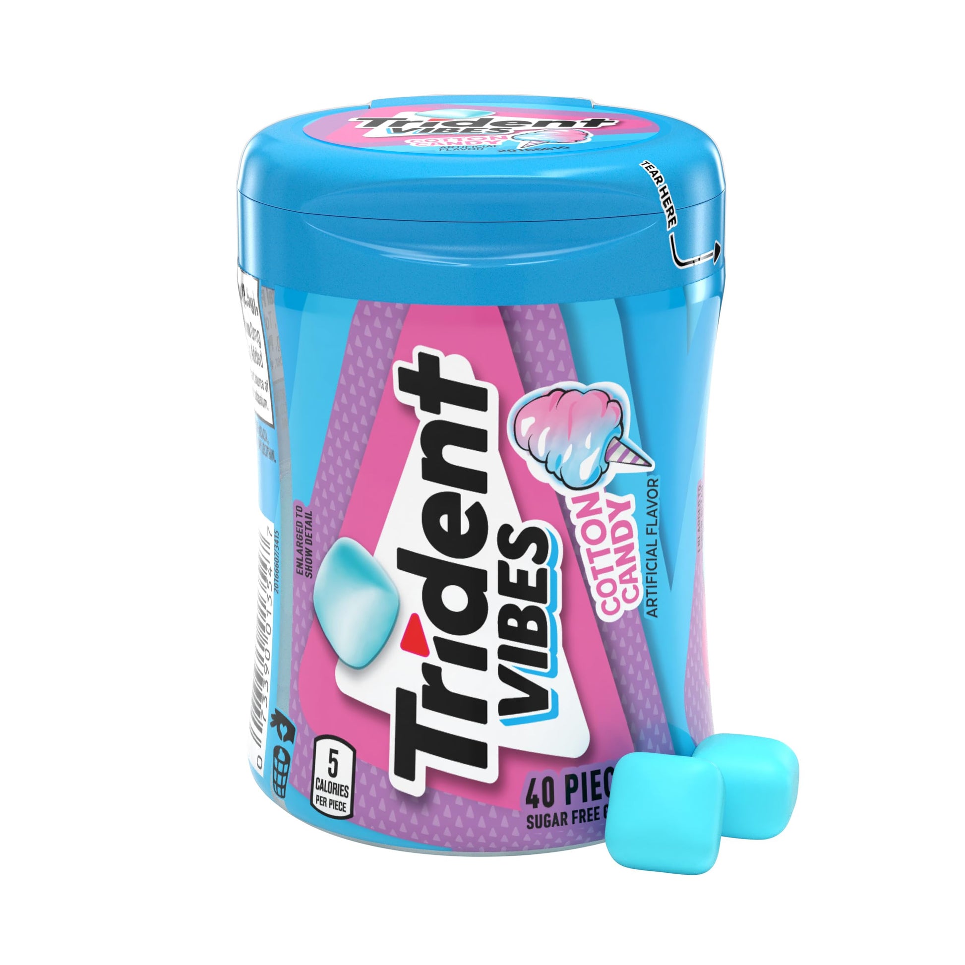 Trident Vibes SOUR PATCH KIDS Blue Raspberry Sugar-Free Gum – White Elephant and Gag Gift Favorite, 4 Bottles of 40 Pieces