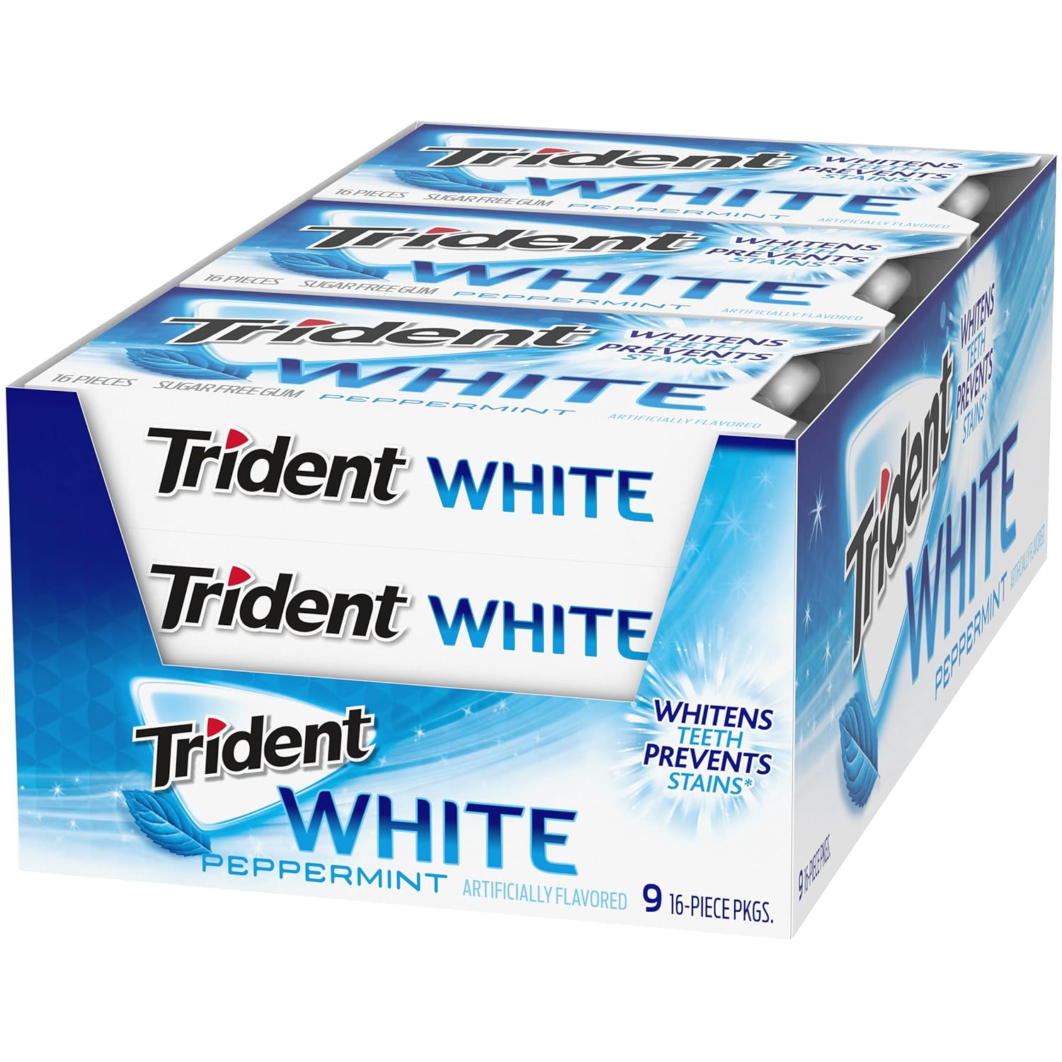 Trident White Chewing Gum – Mid-Task Breath Reset for Remote Workers and Commuters, 144 Total Pieces