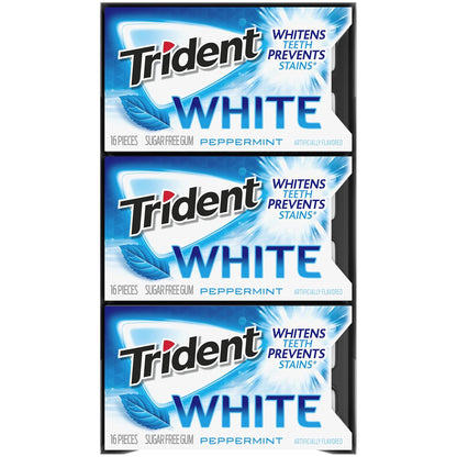 Trident White Chewing Gum – Mid-Task Breath Reset for Remote Workers and Commuters, 144 Total Pieces