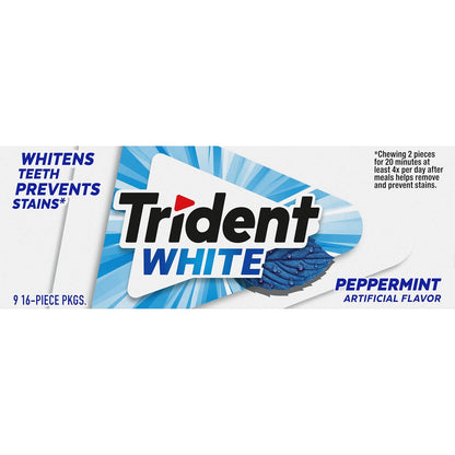 Trident White Chewing Gum – Mid-Task Breath Reset for Remote Workers and Commuters, 144 Total Pieces