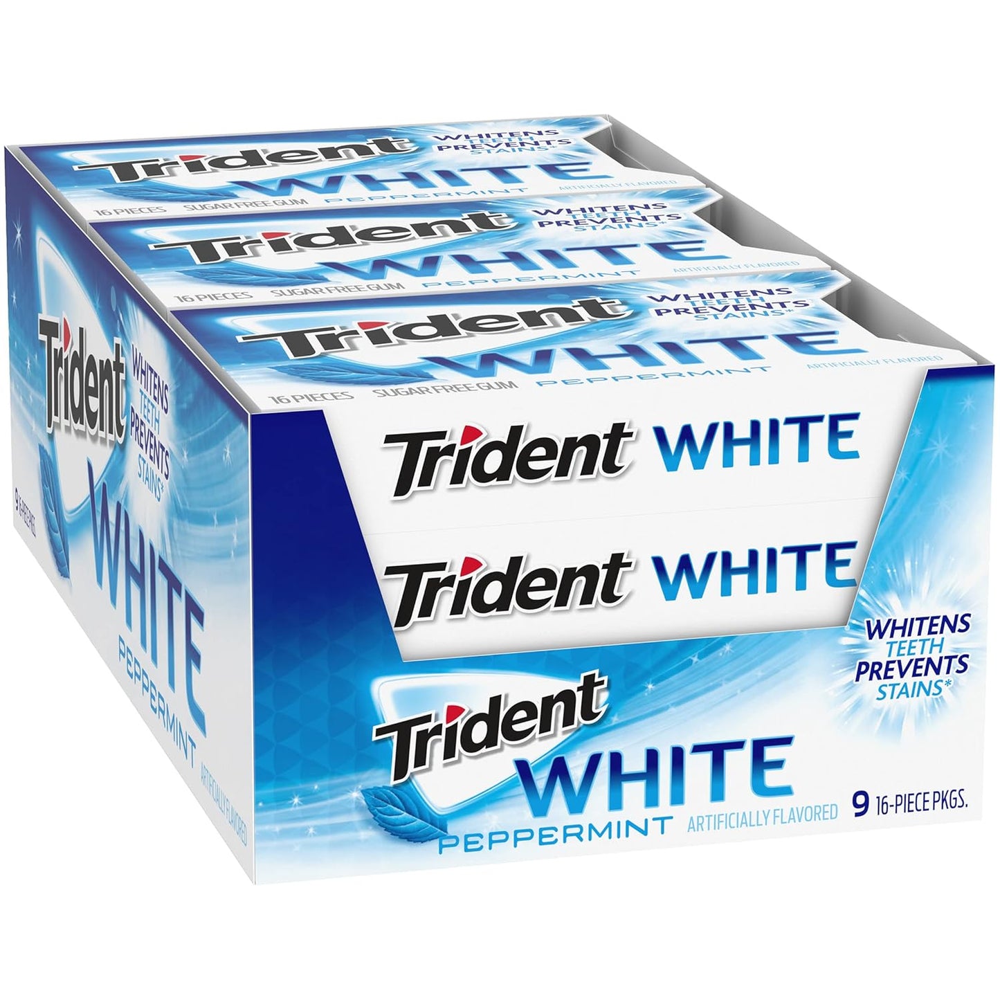 Trident White Chewing Gum – Mid-Task Breath Reset for Remote Workers and Commuters, 144 Total Pieces