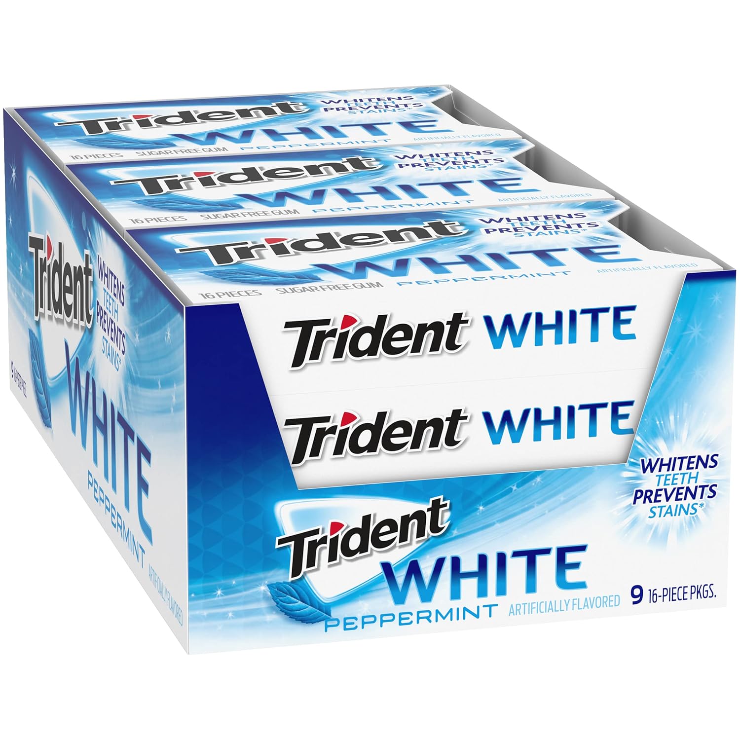 Trident White Chewing Gum – Mid-Task Breath Reset for Remote Workers and Commuters, 144 Total Pieces
