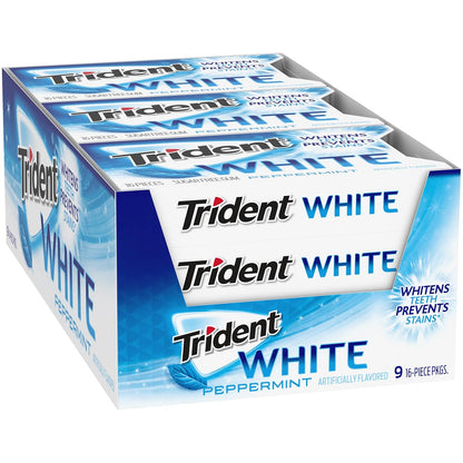 Trident White Chewing Gum – Mid-Task Breath Reset for Remote Workers and Commuters, 144 Total Pieces