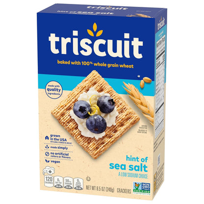 Triscuit Hint of Sea Salt Whole Grain Crackers – Durable Woven Cracker for Backyard Gatherings and Outdoor Charcuterie