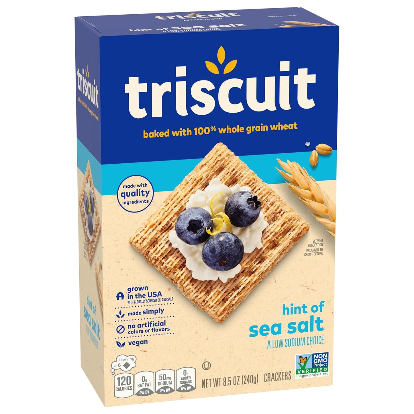 Triscuit Hint of Sea Salt Whole Grain Crackers – Durable Woven Cracker for Backyard Gatherings and Outdoor Charcuterie