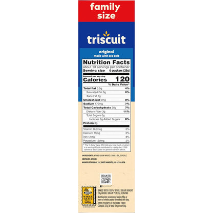 Triscuit Original Whole Grain Wheat Crackers – Family Pack Woven Crackers for Kids Lunch and After School, 12.5 oz