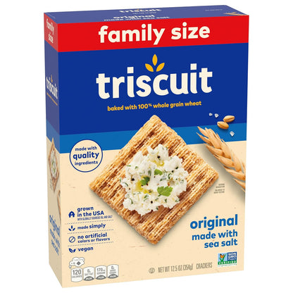 Triscuit Original Whole Grain Wheat Crackers – Family Pack Woven Crackers for Kids Lunch and After School, 12.5 oz