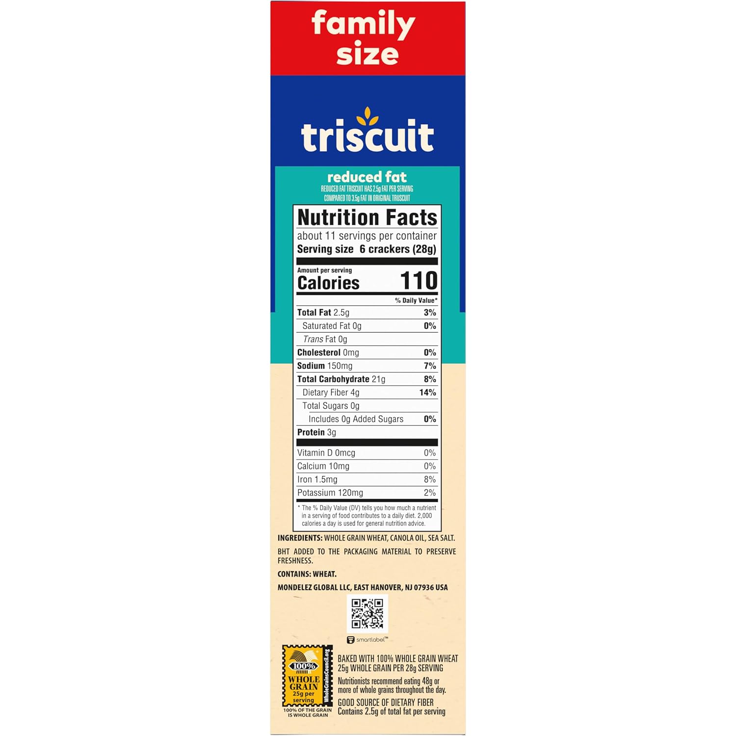 Triscuit Reduced Fat Crackers – Kosher Certified Lunch Bag Side for School and Work