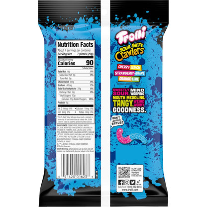 Trolli Sour Brite Crawlers Gummy Worm Candy – Crowd-Pleasing Hostess Gift for Halloween Parties, Sleepovers and Family Gatherings, 7.2 oz