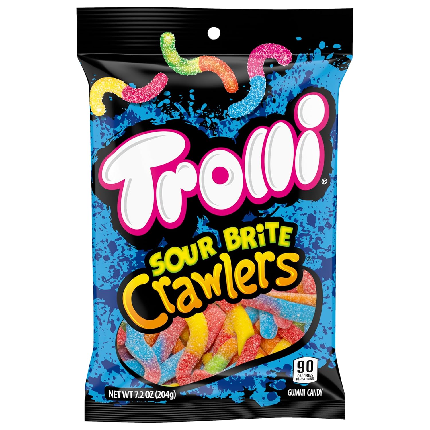Trolli Sour Brite Crawlers Gummy Worm Candy – Crowd-Pleasing Hostess Gift for Halloween Parties, Sleepovers and Family Gatherings, 7.2 oz