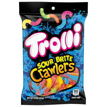 Trolli Sour Brite Crawlers Gummy Worm Candy – Crowd-Pleasing Hostess Gift for Halloween Parties, Sleepovers and Family Gatherings, 7.2 oz