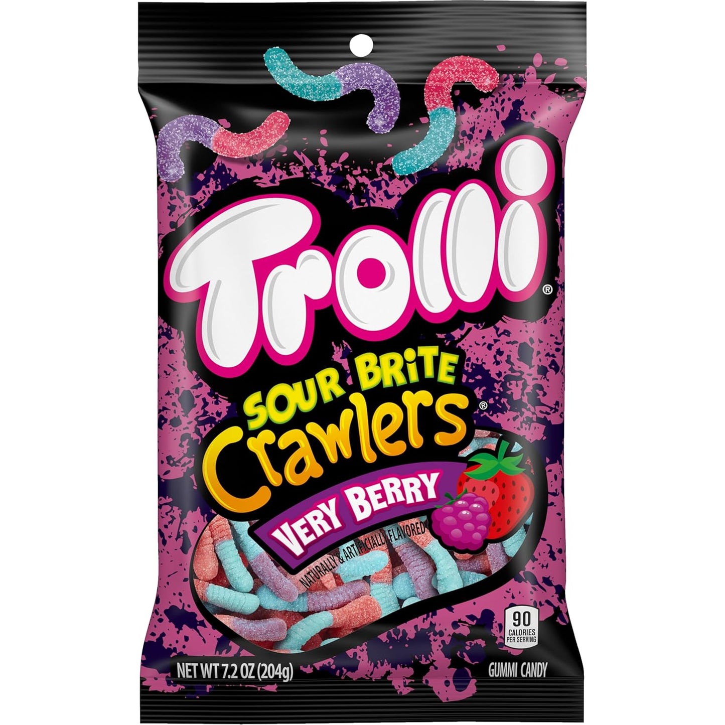 Trolli Sour Brite Crawlers Very Berry Gummy Worms – Road Trip Snack Gift for Teens Heading Back to School
