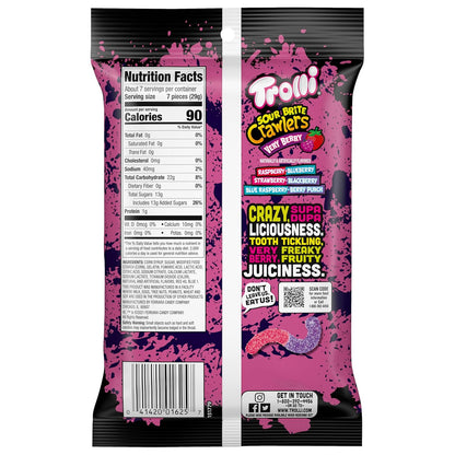 Trolli Sour Brite Crawlers Very Berry Gummy Worms – Road Trip Snack Gift for Teens Heading Back to School