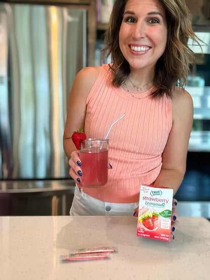 True Citrus True Lemon Strawberry Lemonade Stevia Packets – Kid Approved Drink Mix to Replace Juice and Soda