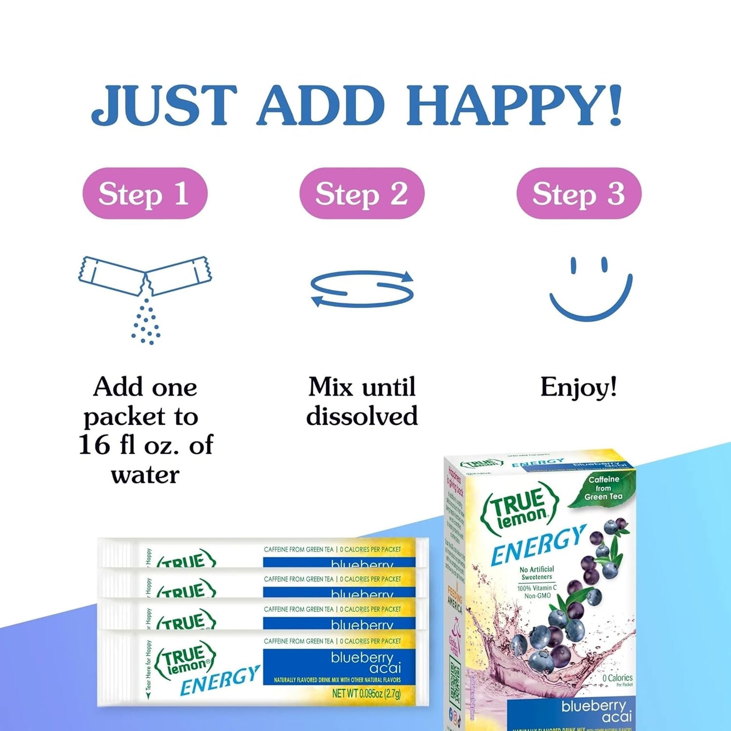 True Lemon Energy Blueberry Acai – Portable Energy Packets to Replace Coffee Jitters at the Corporate Desk