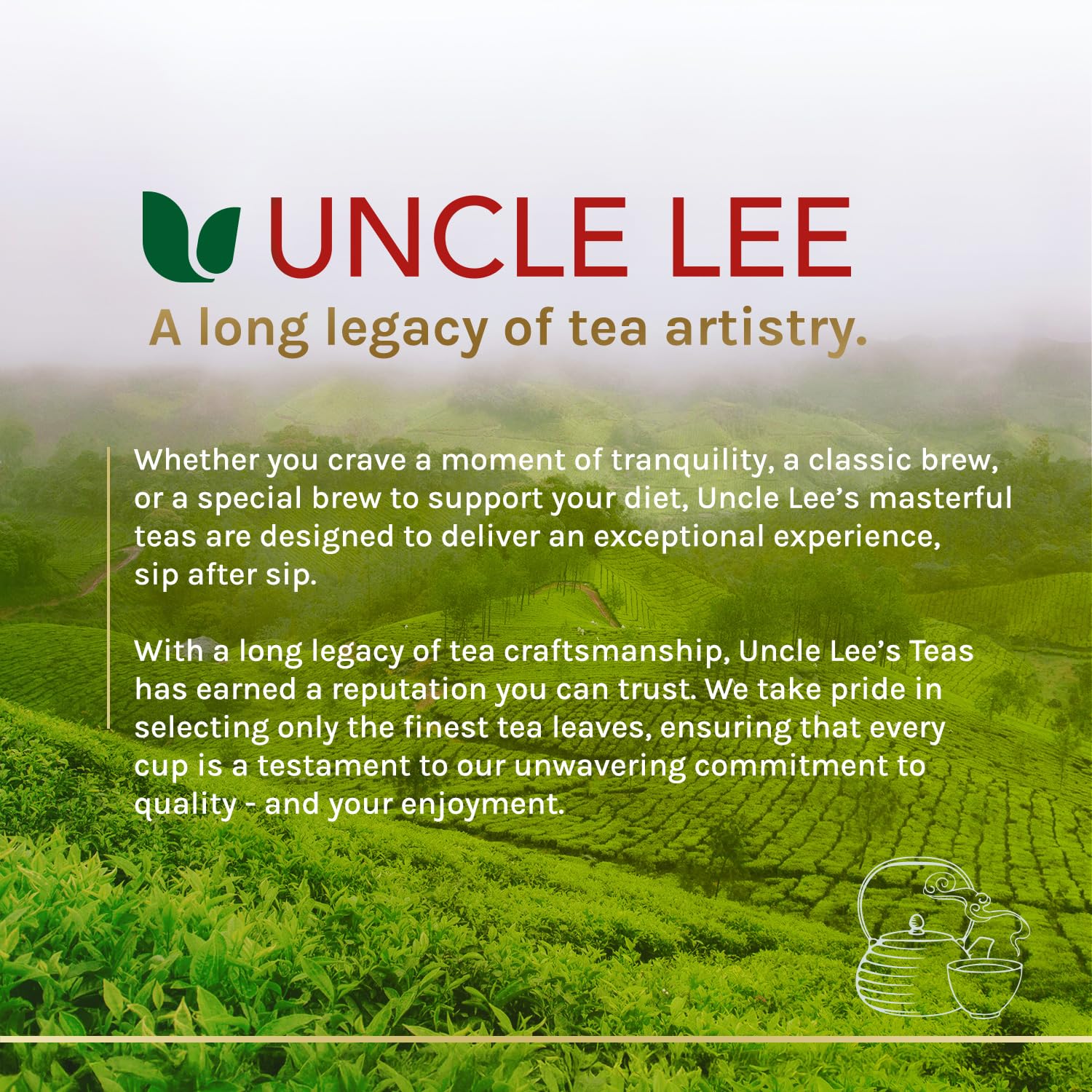 Uncle Lee's Organic Matcha Green Tea Bags – Single-Serve Focus Brew for Conference Room and Office Pantry