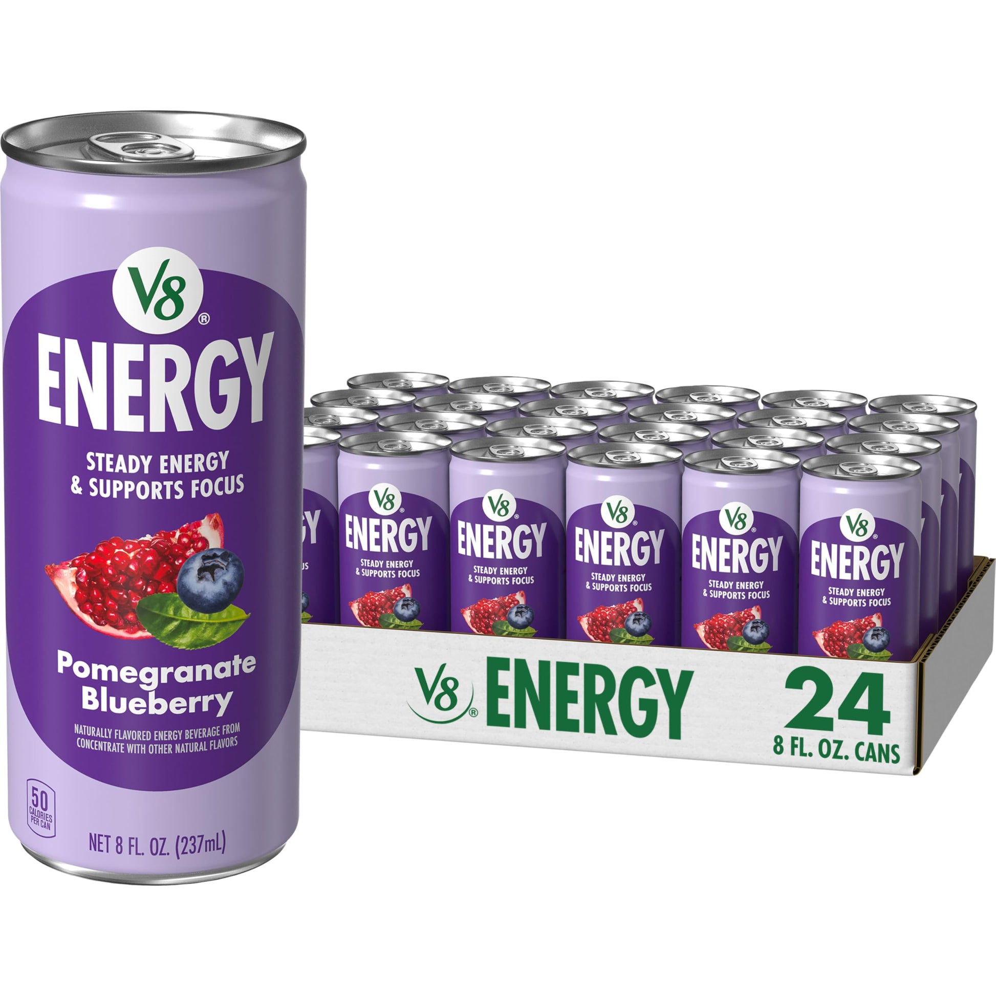 V8 +Energy Sparkling Pomegranate Blueberry 4 Pack – Stocking Stuffer for the Energy Drink Lover