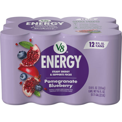 V8 +Energy Sparkling Pomegranate Blueberry 4 Pack – Stocking Stuffer for the Energy Drink Lover