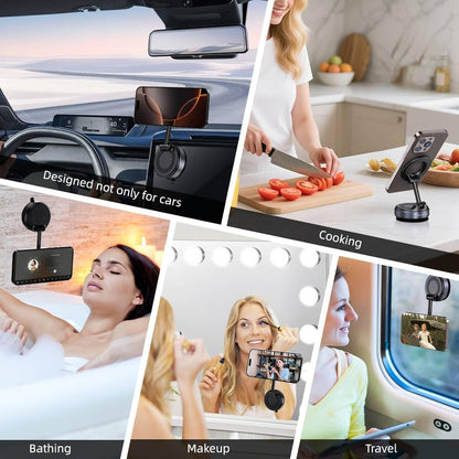 Vacuum Magnetic Suction Phone Holder – Multi-Angle Magnetic Phone Holder for Online Classes and Webinars, Black