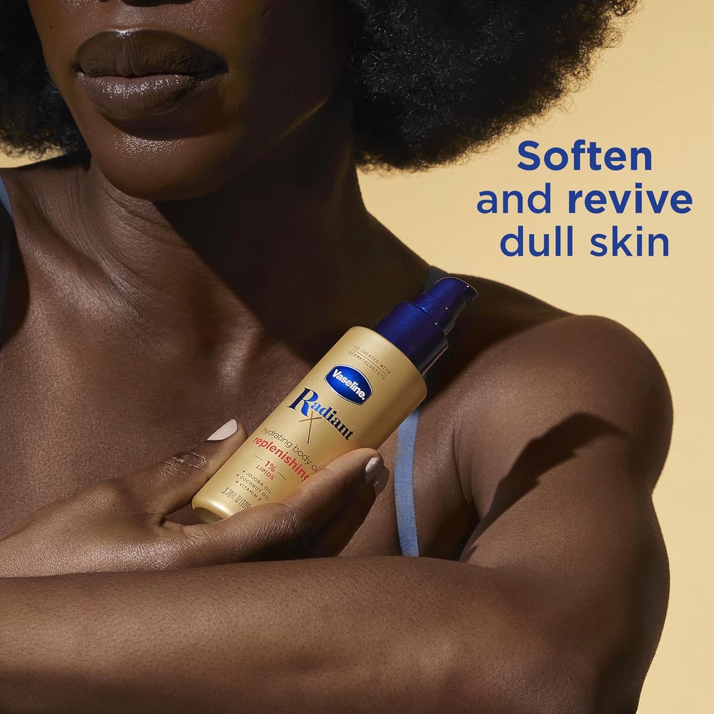 Vaseline Radiant X Replenishing Body Oil, Dermatologist Co-Created Premium Glow Oil for Elevated Vanity