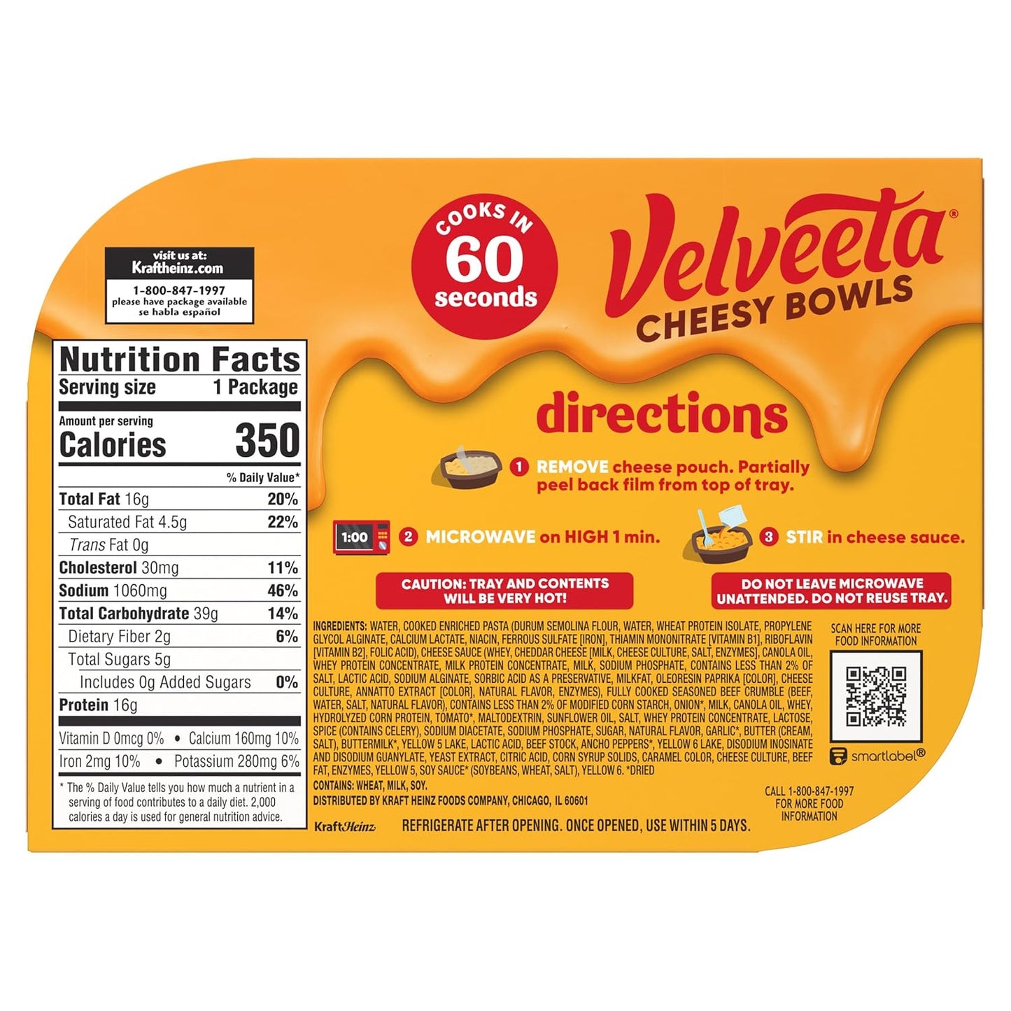 Velveeta Cheeseburger Mac Microwave Meal – No-Cook Lunch for Tweens in the Playroom, 9 oz Single-Serve Bowl