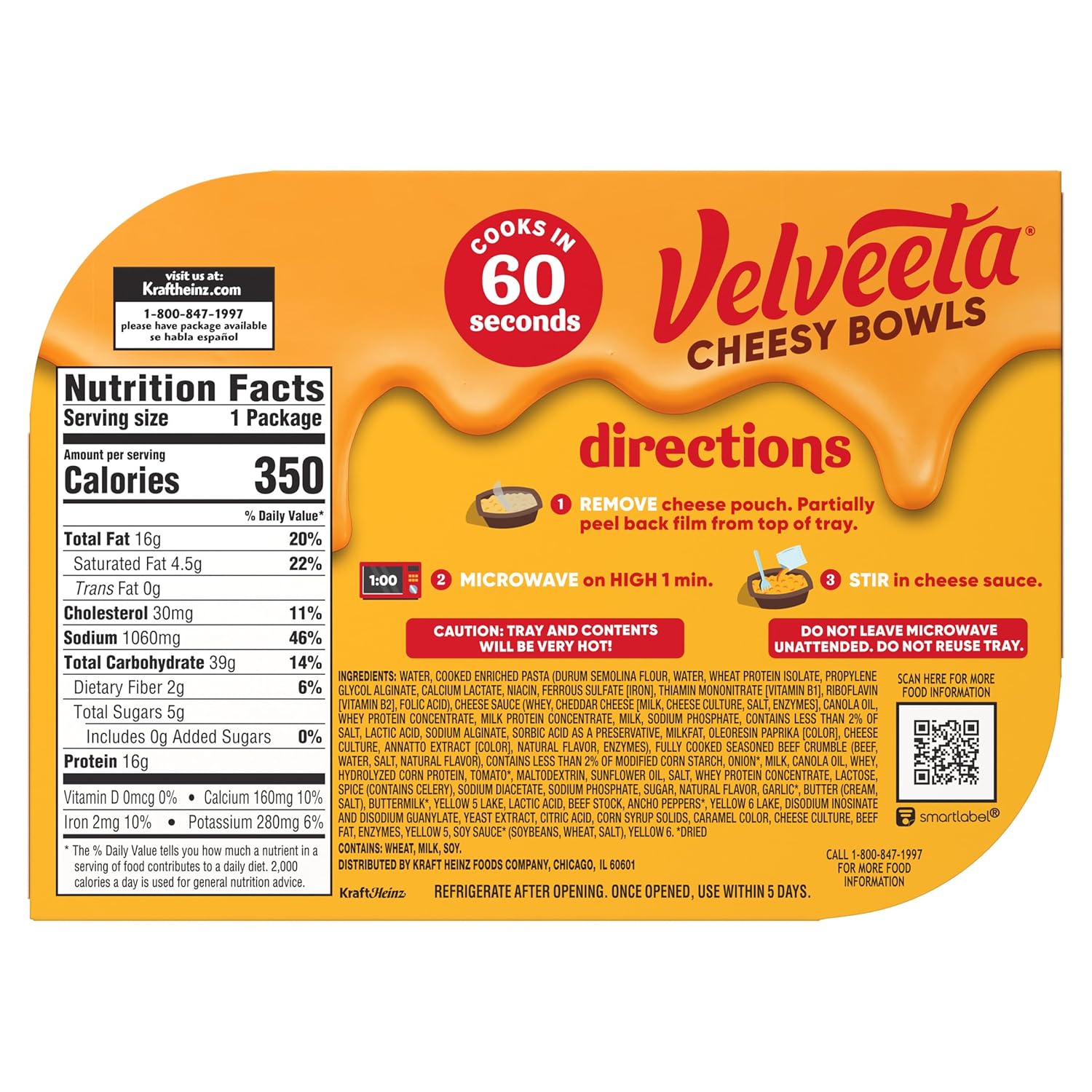 Velveeta Cheeseburger Mac Microwave Meal – No-Cook Lunch for Tweens in the Playroom, 9 oz Single-Serve Bowl
